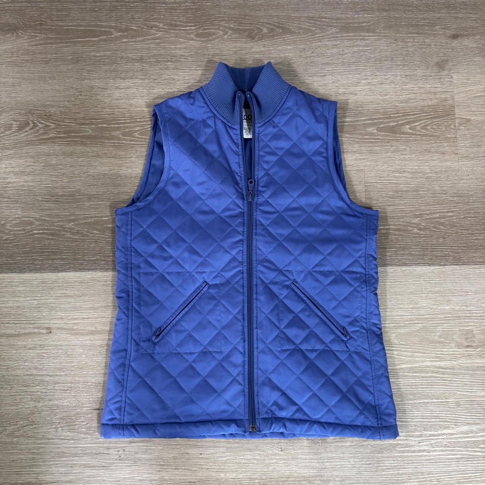Lilly Pulitzer Quilted Vest Womens Medium Blue Full Zip Diamond Pattern Pockets